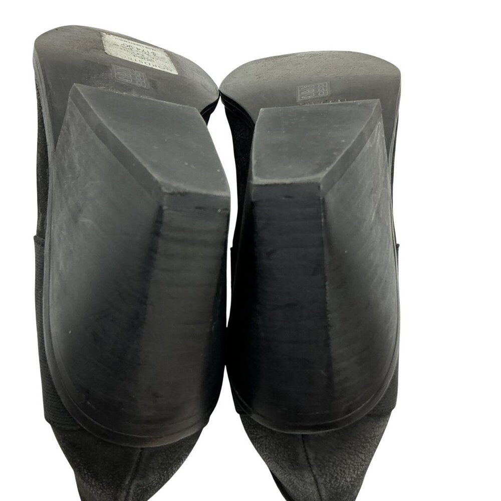 Eileen Fisher Even Tumbled Nubuck Leather Womens 11 Ankle Boots Black Elastic Go - Picture 8 of 12